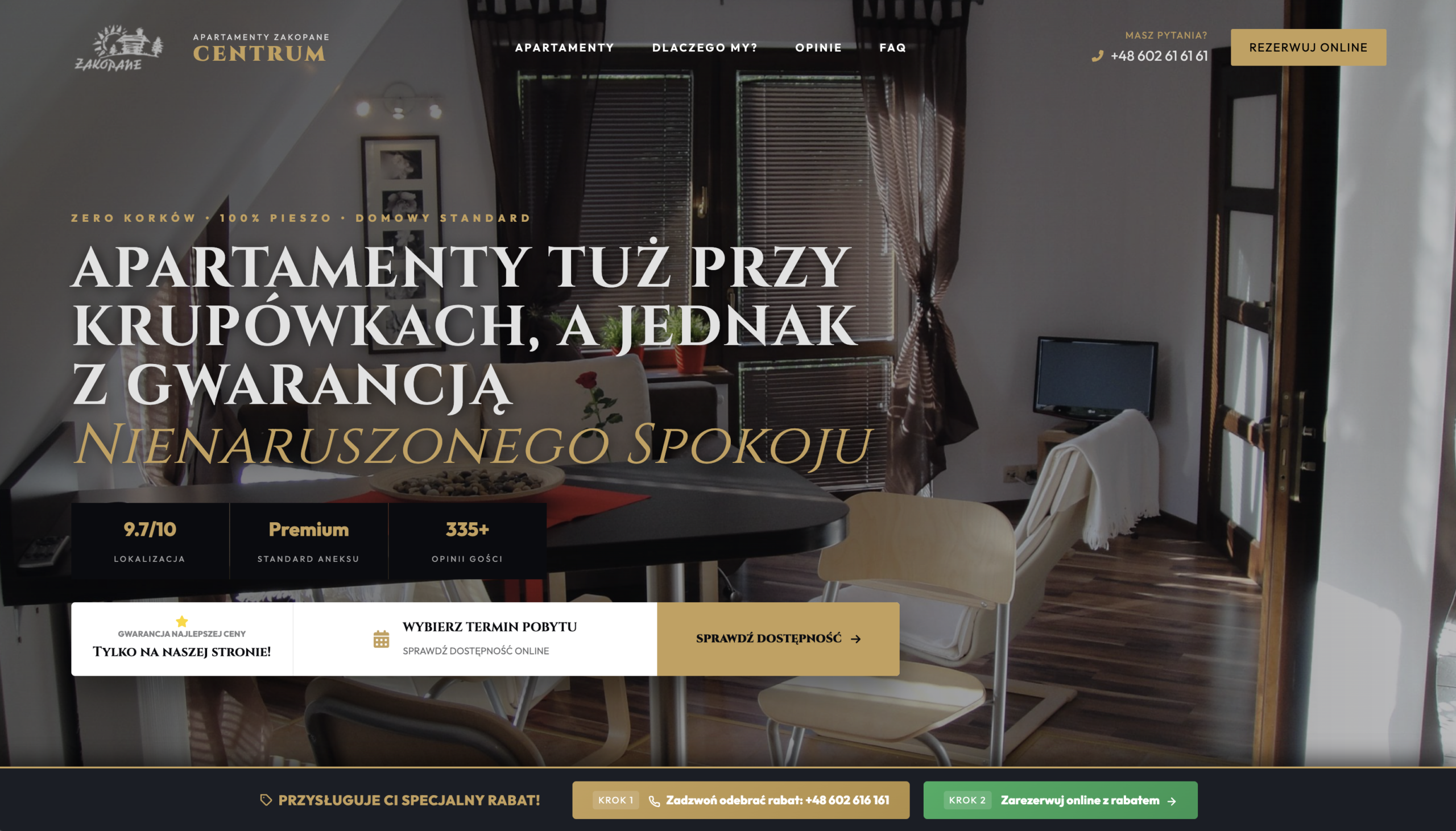 Widok strony Apartamenty Zakopane Centrum