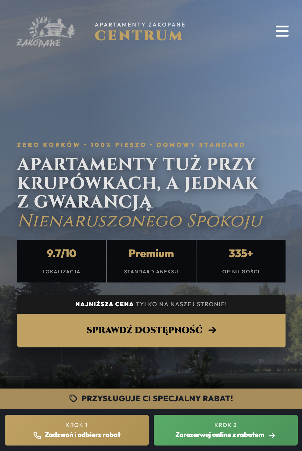 Widok strony na telefonie